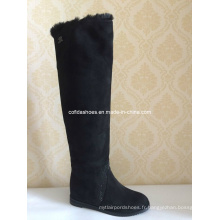 Black Comfort Flat Fashion Warm Rubber Lady Fur Boot